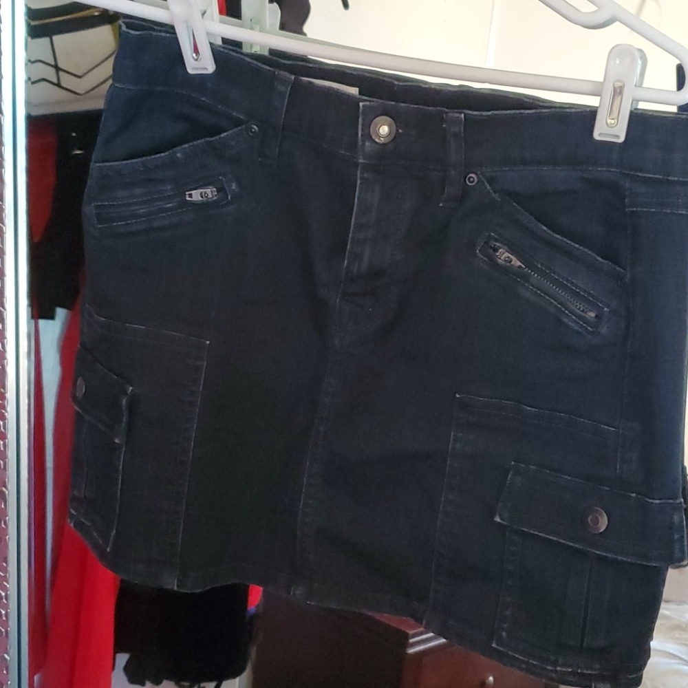 Denim classic cut dark wash skirt